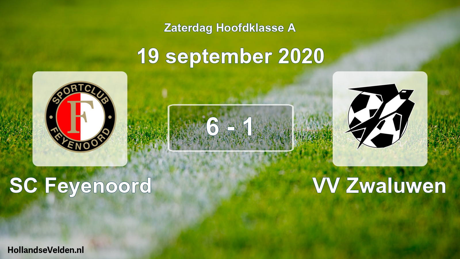 Total number of matches played: SC Feyenoord - VV Zwaluwen 6 - 1 (19 September 2020)