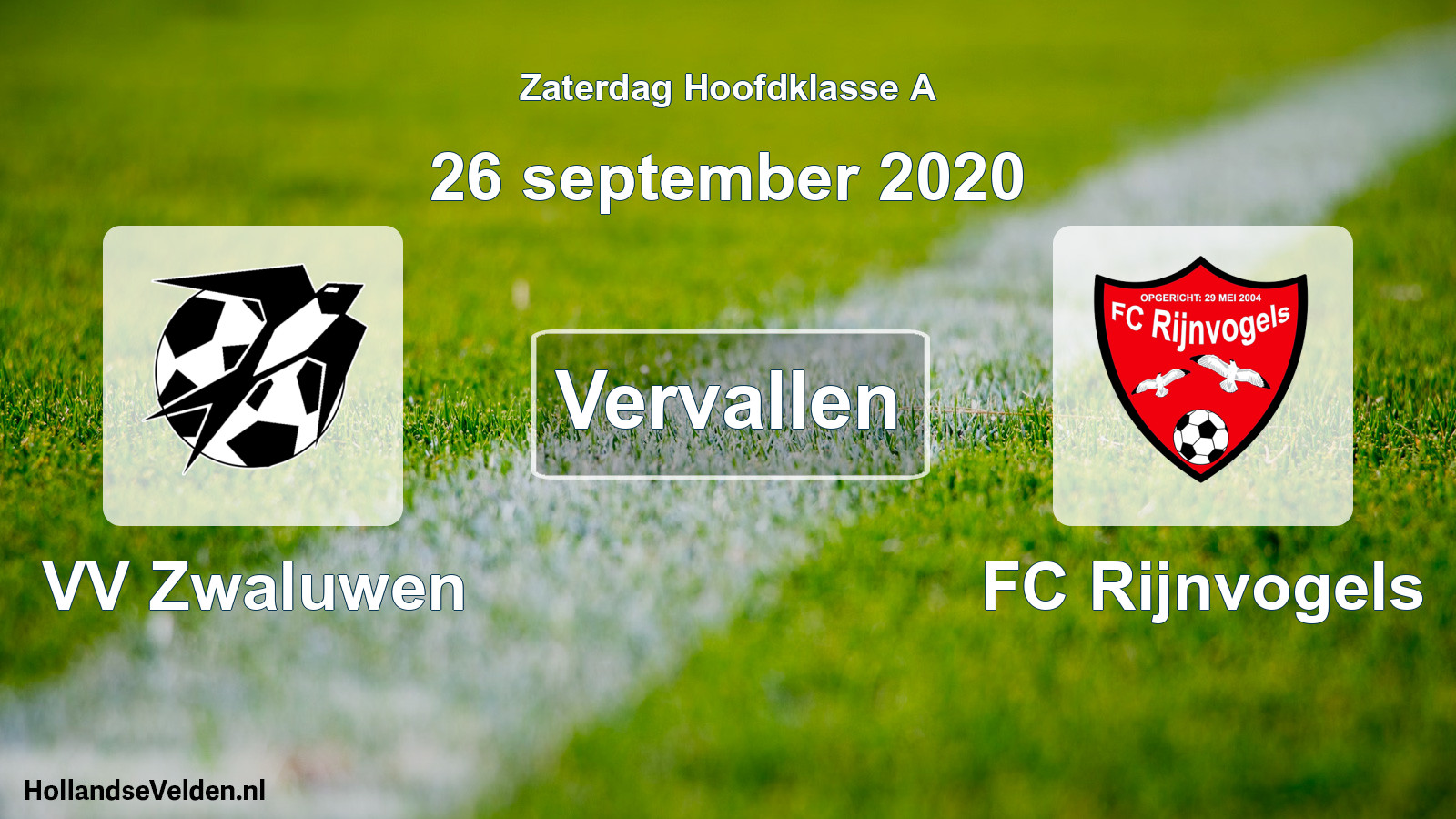 Scheduled Match: VV Zwaluwen - FC Rijnvogels (26 September 2020)
