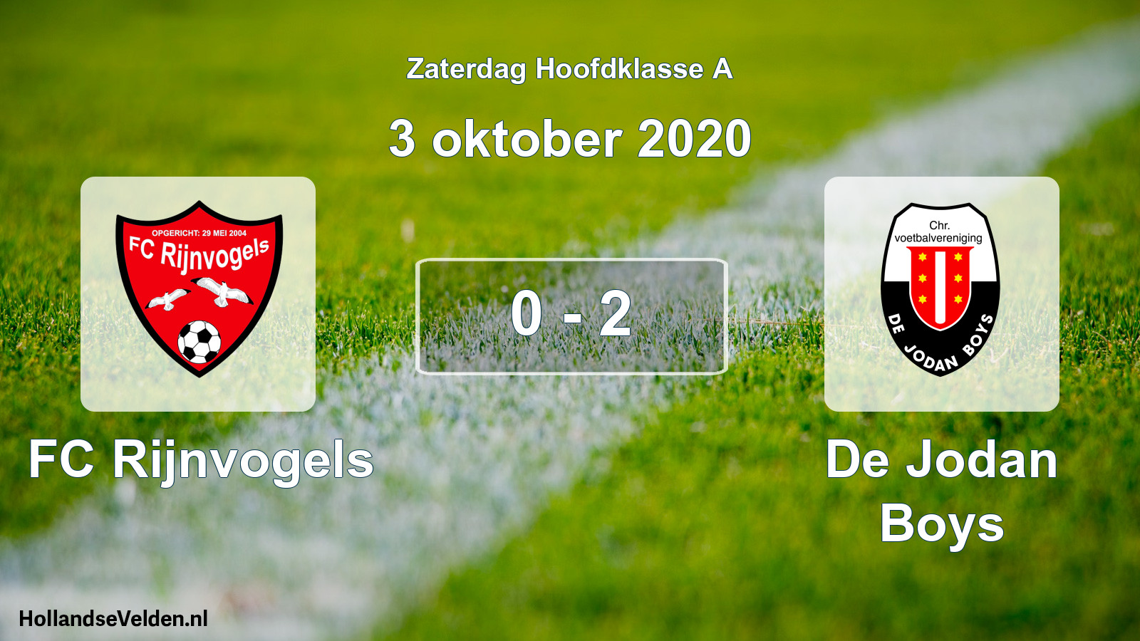 Total number of matches played: FC Rijnvogels - De Jodan Boys 0 - 2 (3 October 2020)