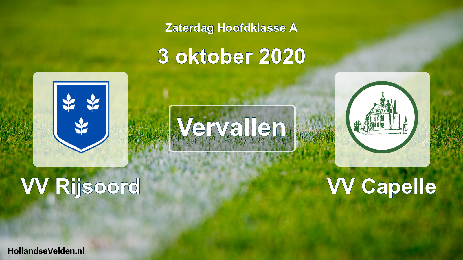 Scheduled Match: VV Rijsoord - VV Capelle (3 October 2020)
