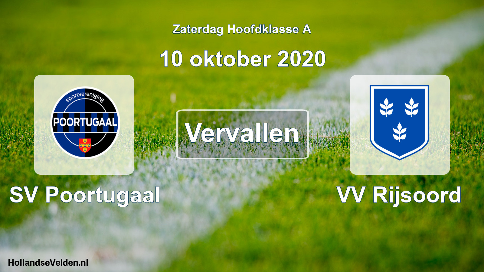 Scheduled Match: SV Poortugaal - VV Rijsoord (10 October 2020)