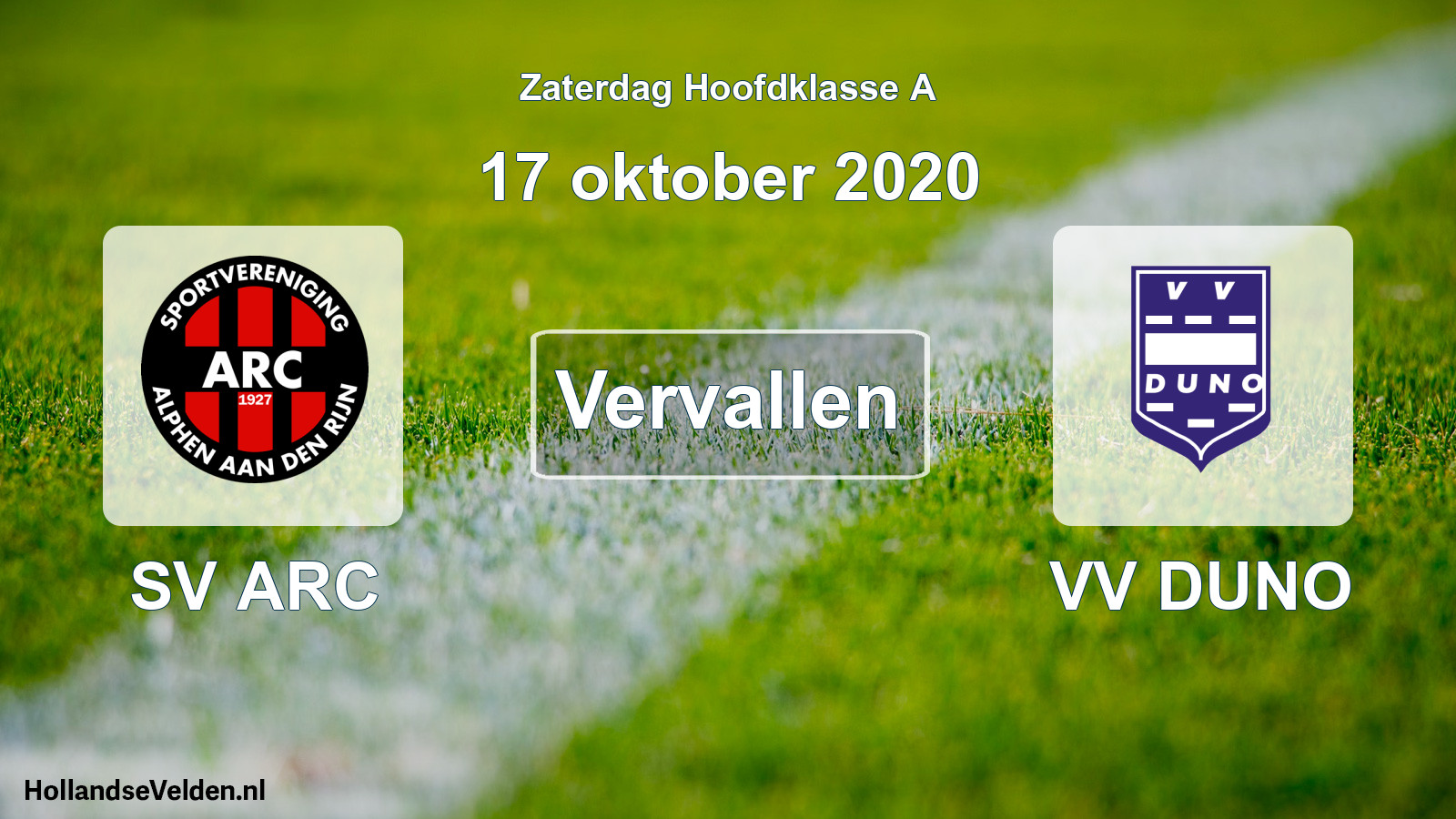 Scheduled Match: SV ARC - VV DUNO (17 October 2020)