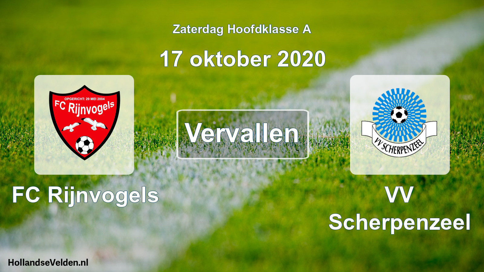 Scheduled Match: FC Rijnvogels - VV Scherpenzeel (17 October 2020)