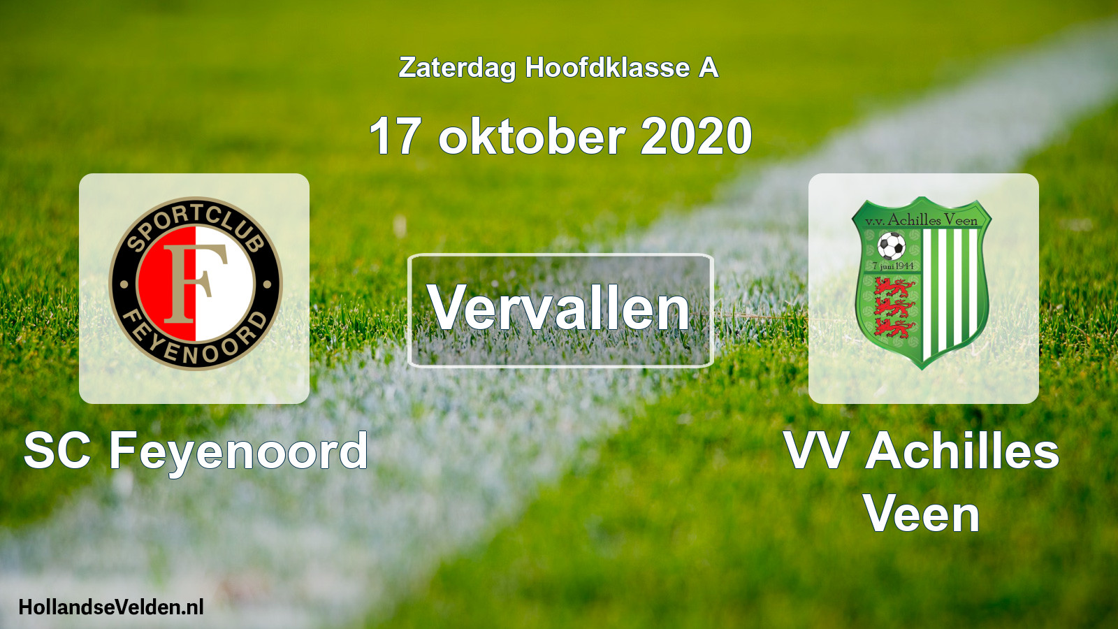 Scheduled Match: SC Feyenoord - VV Achilles Veen (17 October 2020)