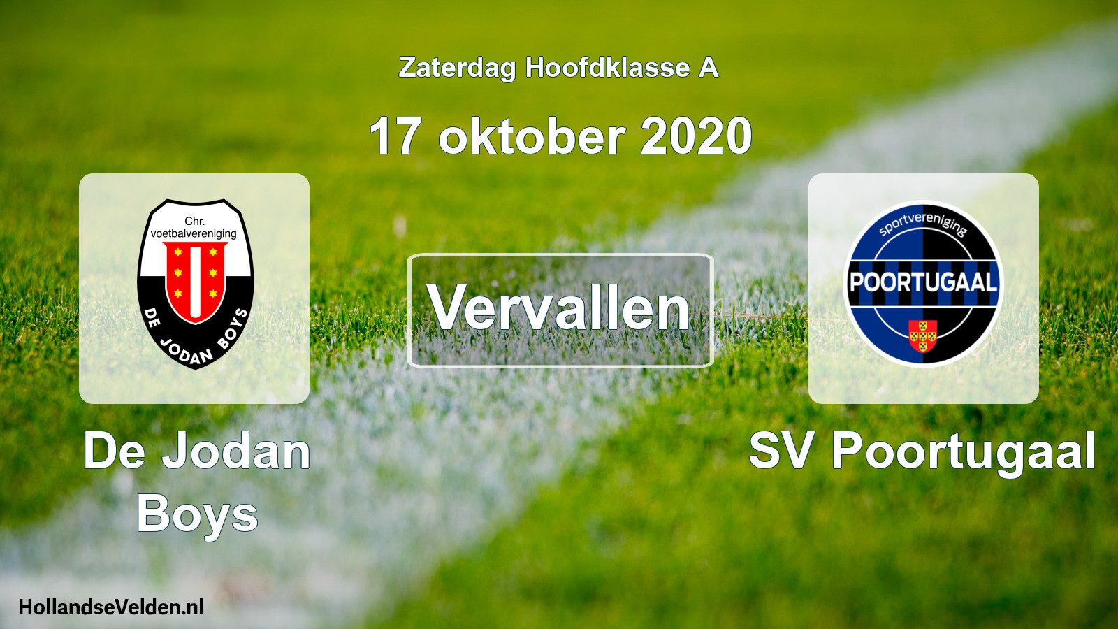 Scheduled Match: De Jodan Boys - SV Poortugaal (17 October 2020)