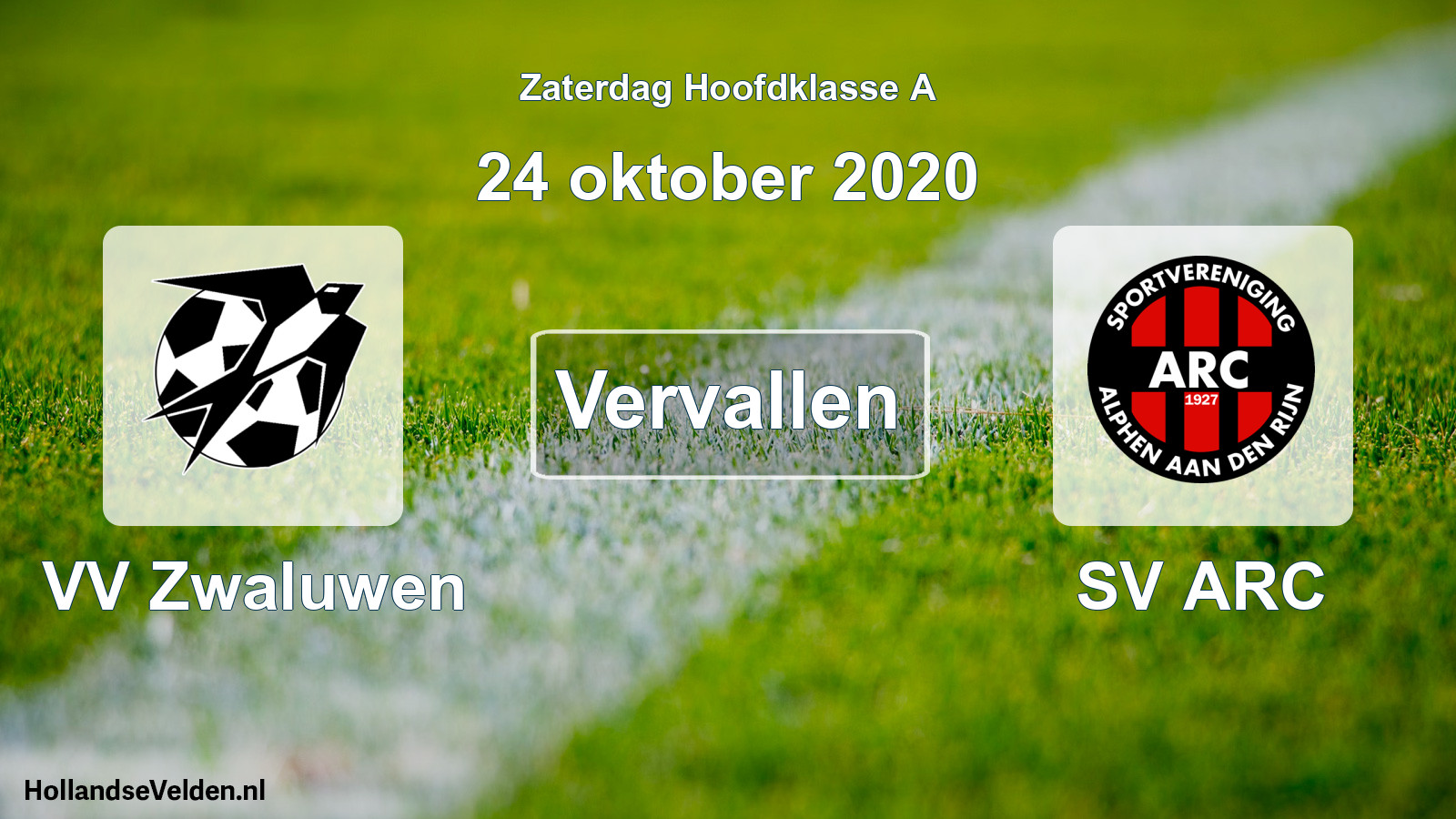 Scheduled Match: VV Zwaluwen - SV ARC (24 October 2020)