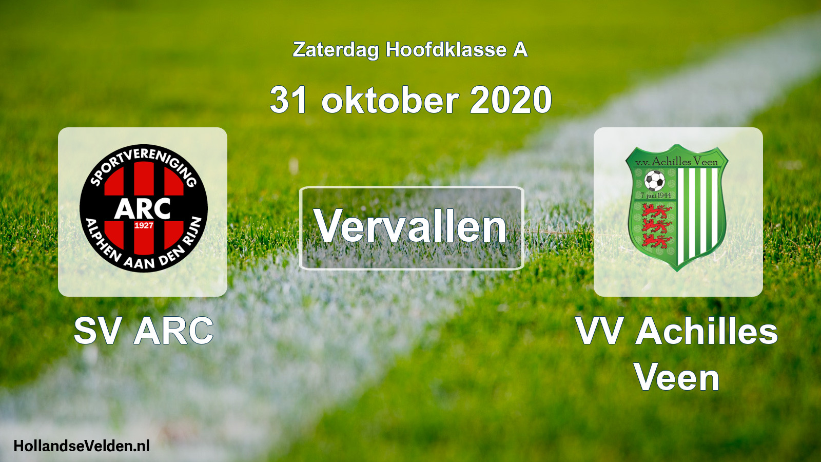 Scheduled Match: SV ARC - VV Achilles Veen (31 October 2020)