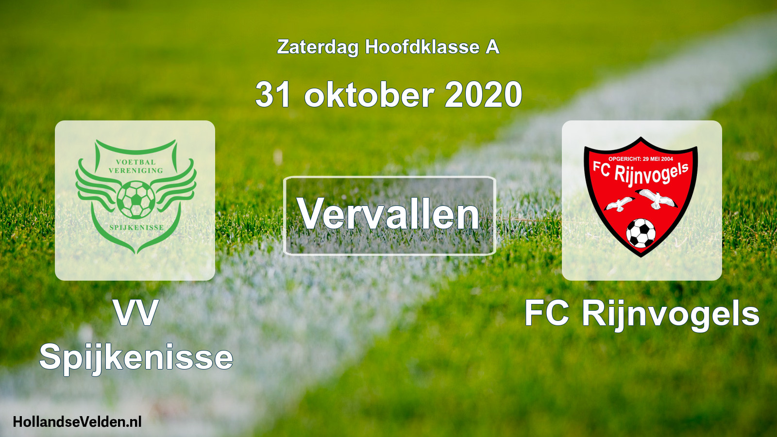 Scheduled Match: VV Spijkenisse - FC Rijnvogels (31 October 2020)