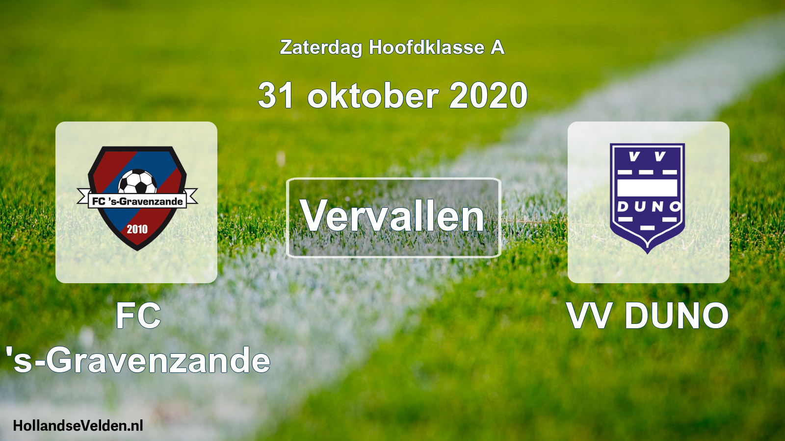 Scheduled Match: FC 's-Gravenzande - VV DUNO (31 October 2020)