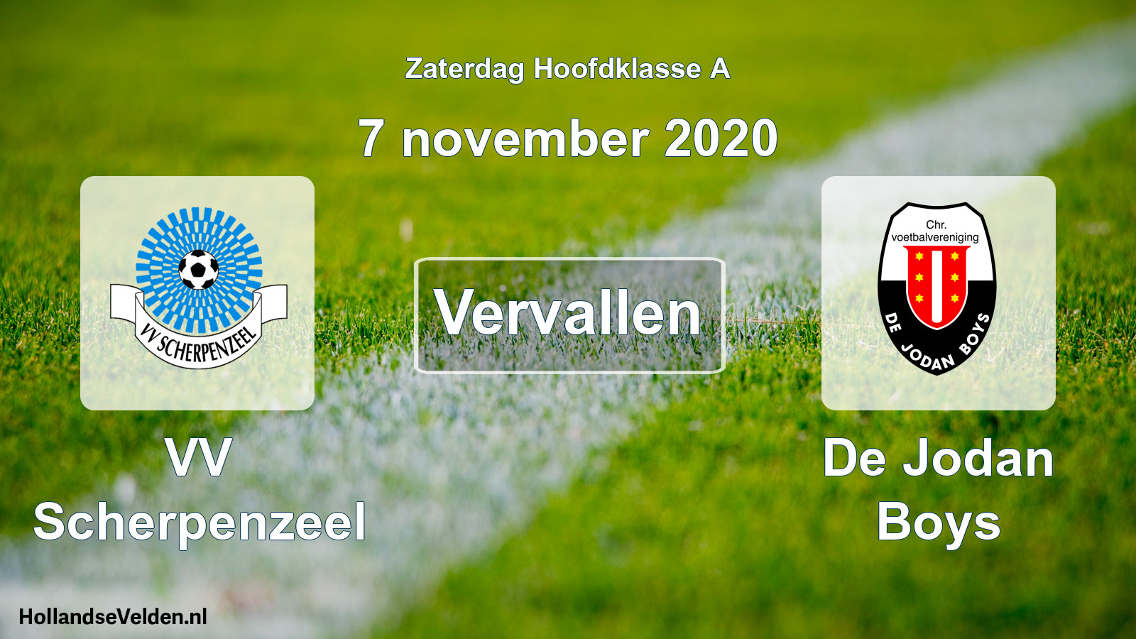 Scheduled Match: VV Scherpenzeel - De Jodan Boys (7 November 2020)