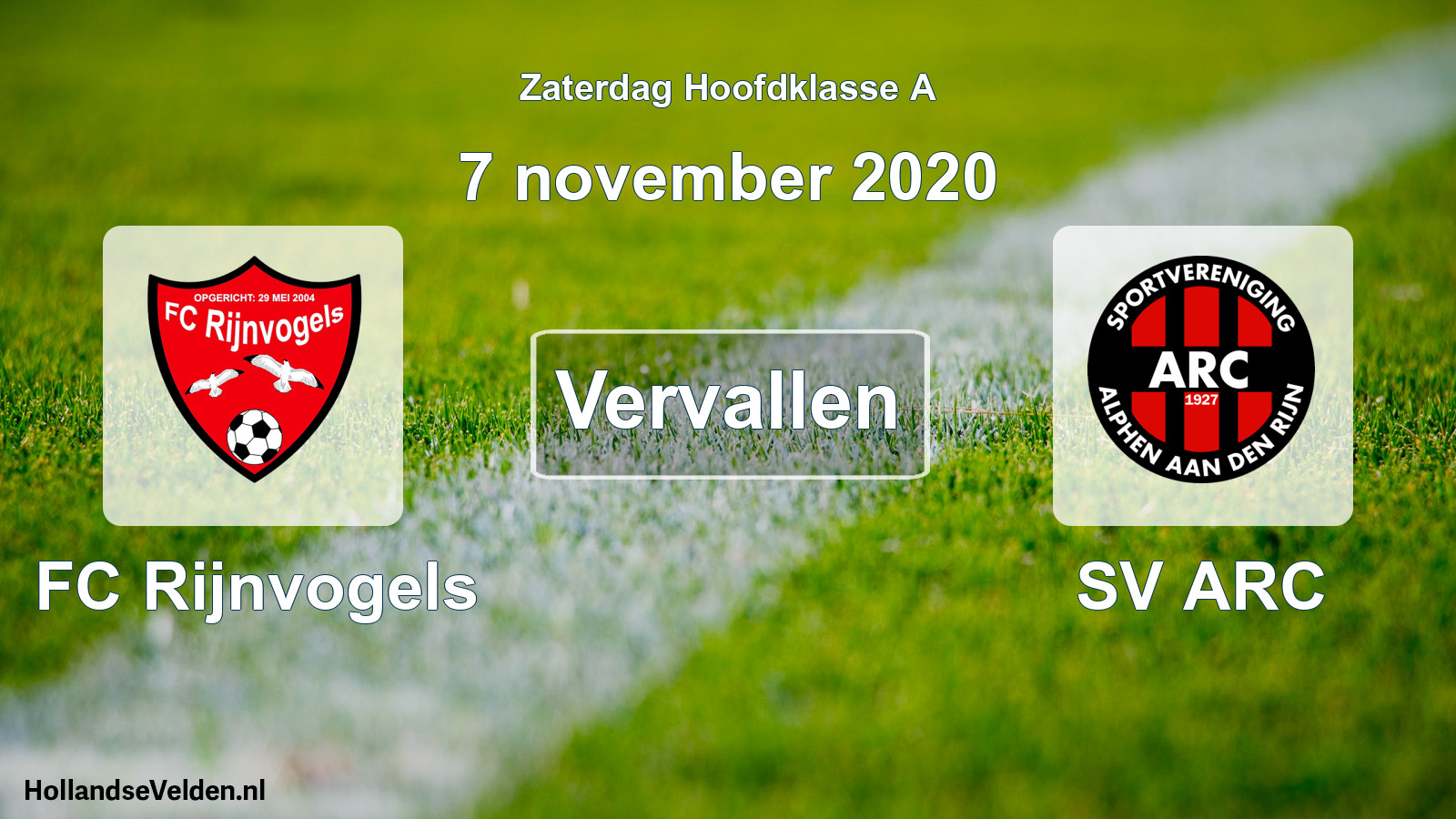 Scheduled Match: FC Rijnvogels - SV ARC (7 November 2020)