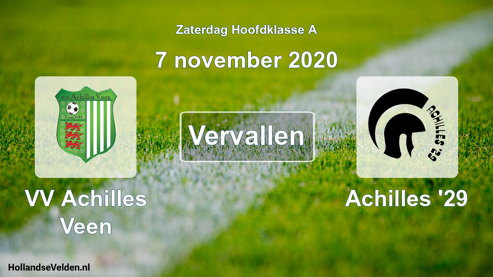 Scheduled Match: VV Achilles Veen - Achilles '29 (7 November 2020)