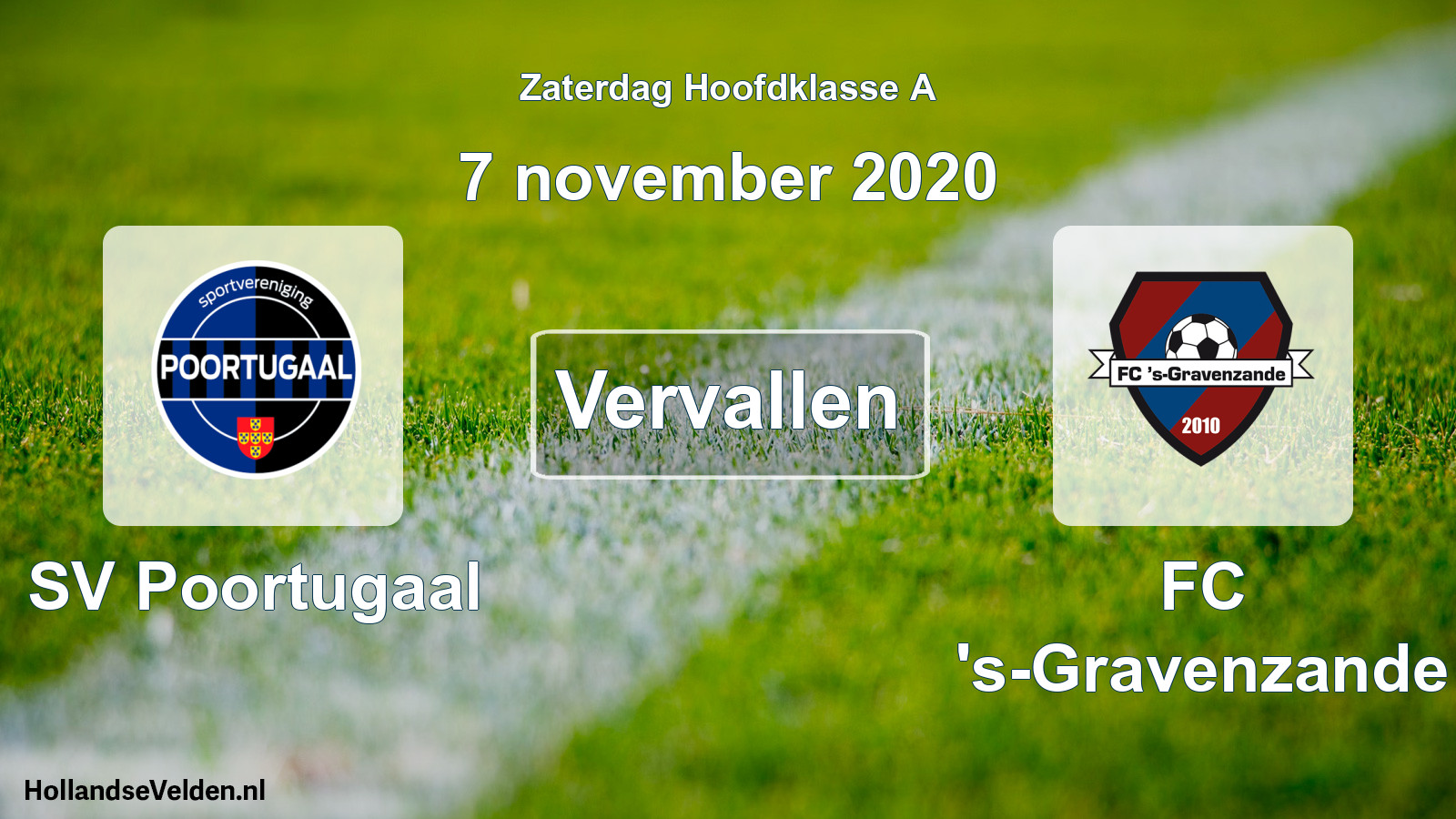 Scheduled Match: SV Poortugaal - FC 's-Gravenzande (7 November 2020)