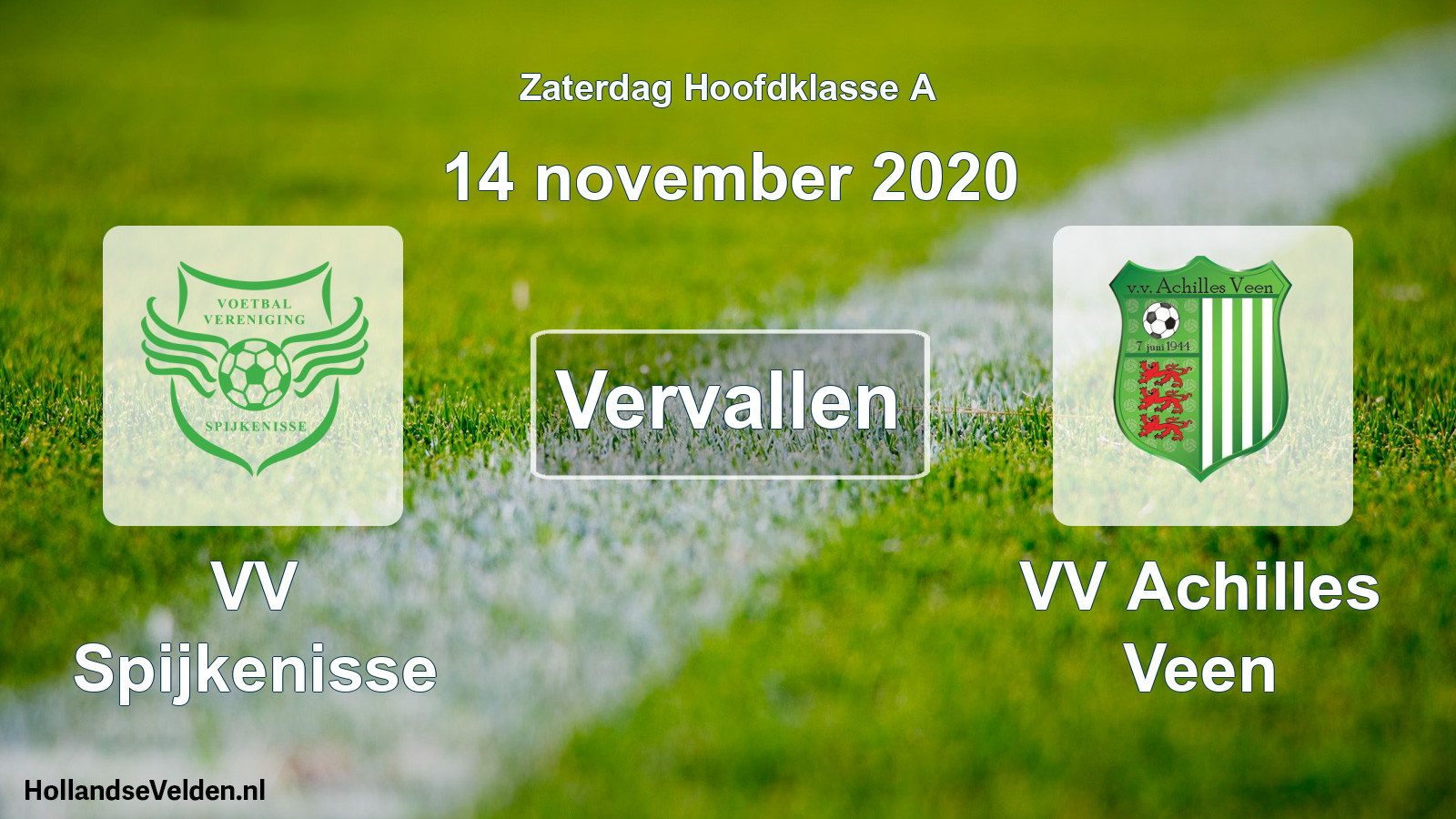 Scheduled Match: VV Spijkenisse - VV Achilles Veen (14 November 2020)