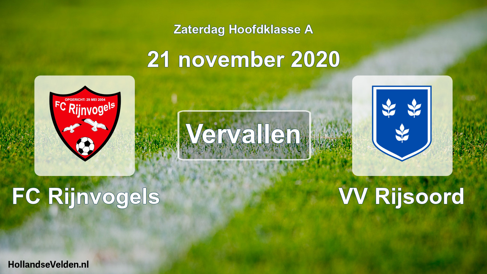 Scheduled Match: FC Rijnvogels - VV Rijsoord (21 November 2020)