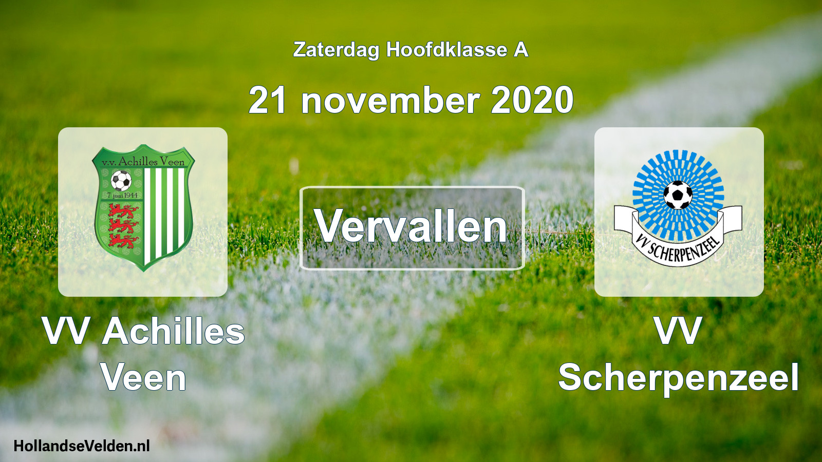 Scheduled Match: VV Achilles Veen - VV Scherpenzeel (21 November 2020)