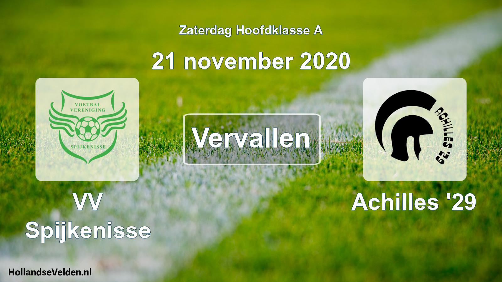 Scheduled Match: VV Spijkenisse - Achilles '29 (21 November 2020)