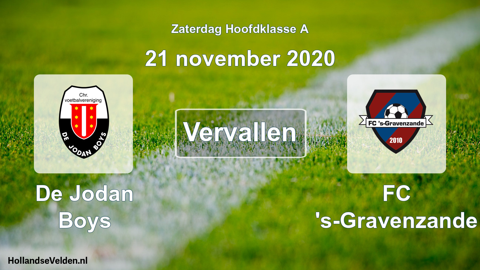 Scheduled Match: De Jodan Boys - FC 's-Gravenzande (21 November 2020)