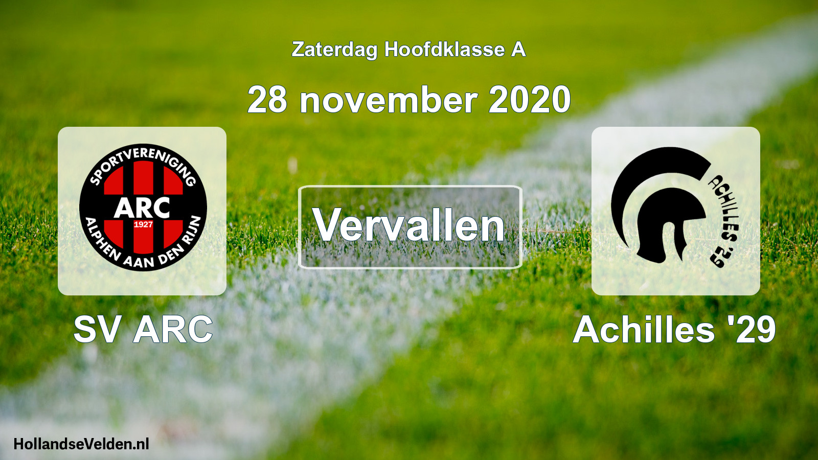Scheduled Match: SV ARC - Achilles '29 (28 November 2020)