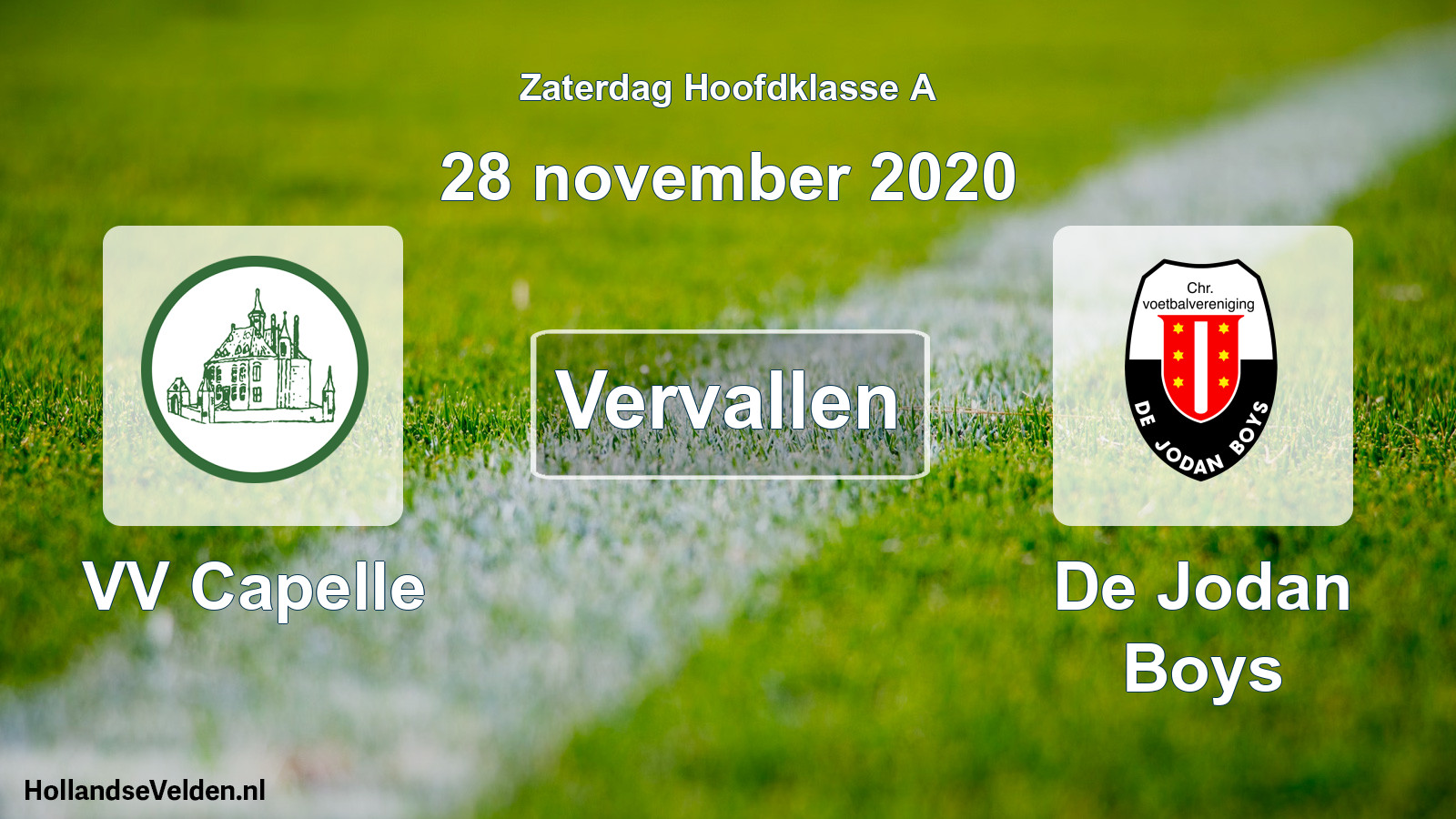 Scheduled Match: VV Capelle - De Jodan Boys (28 November 2020)