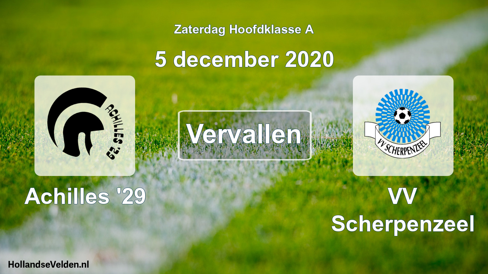 Scheduled Match: Achilles '29 - VV Scherpenzeel (5 December 2020)