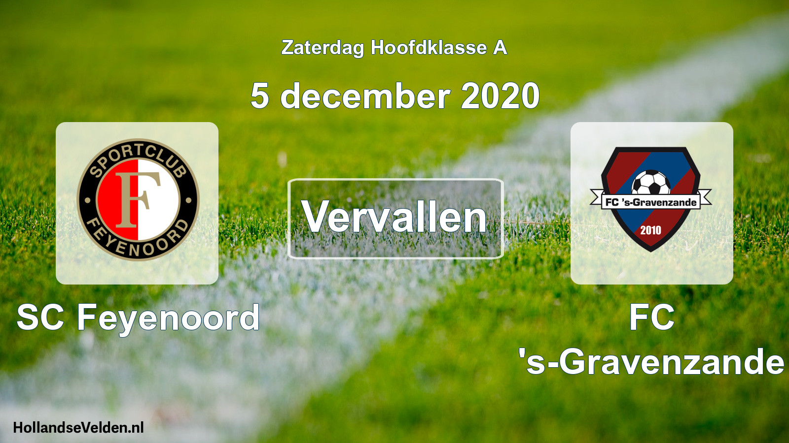 Scheduled Match: SC Feyenoord - FC 's-Gravenzande (5 December 2020)
