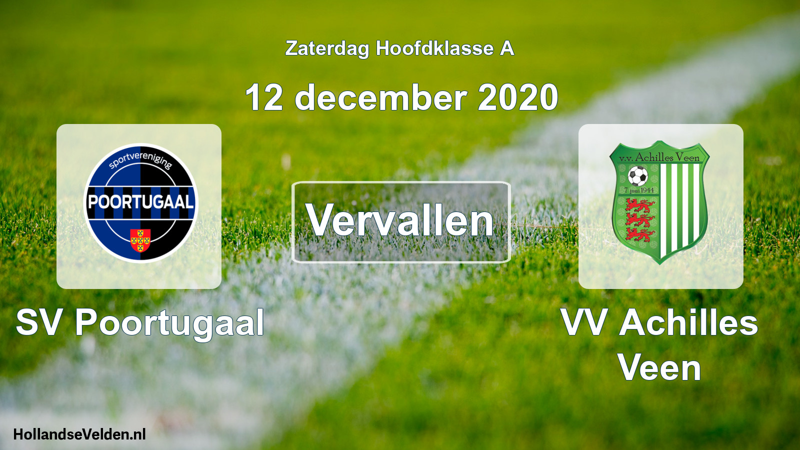 Scheduled Match: SV Poortugaal - VV Achilles Veen (12 December 2020)