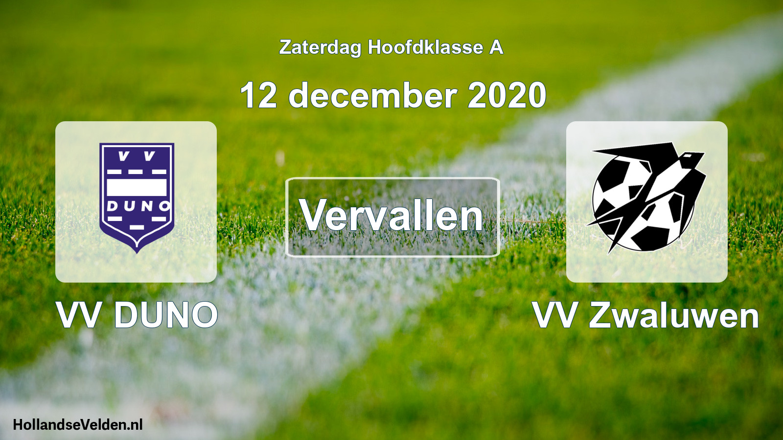 Scheduled Match: VV DUNO - VV Zwaluwen (12 December 2020)