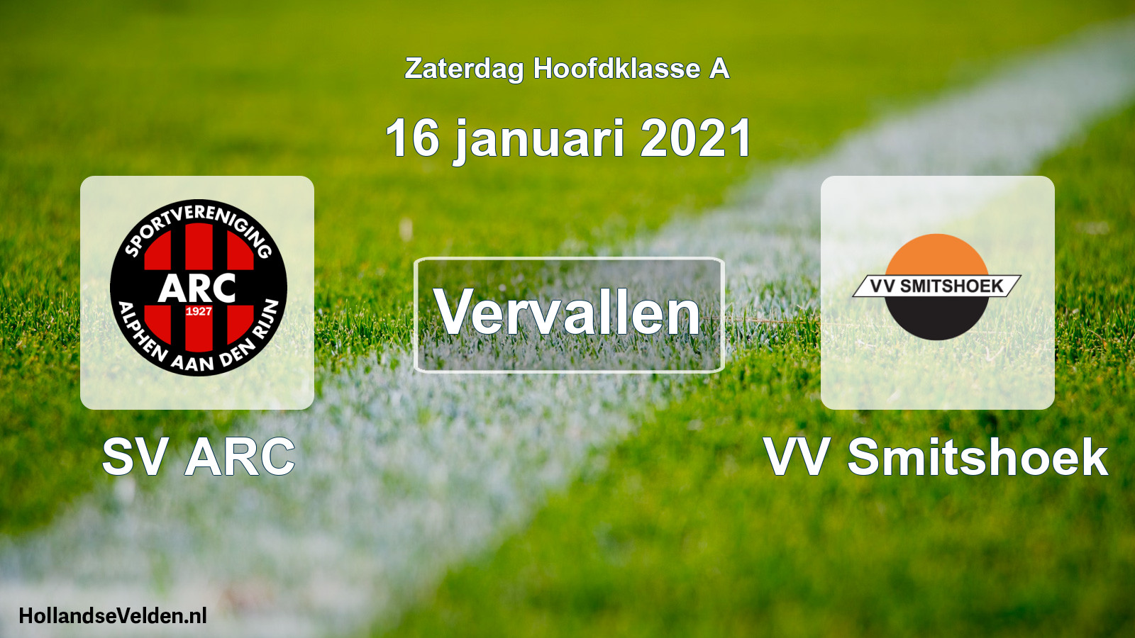 Scheduled Match: SV ARC - VV Smitshoek (16 January 2021)