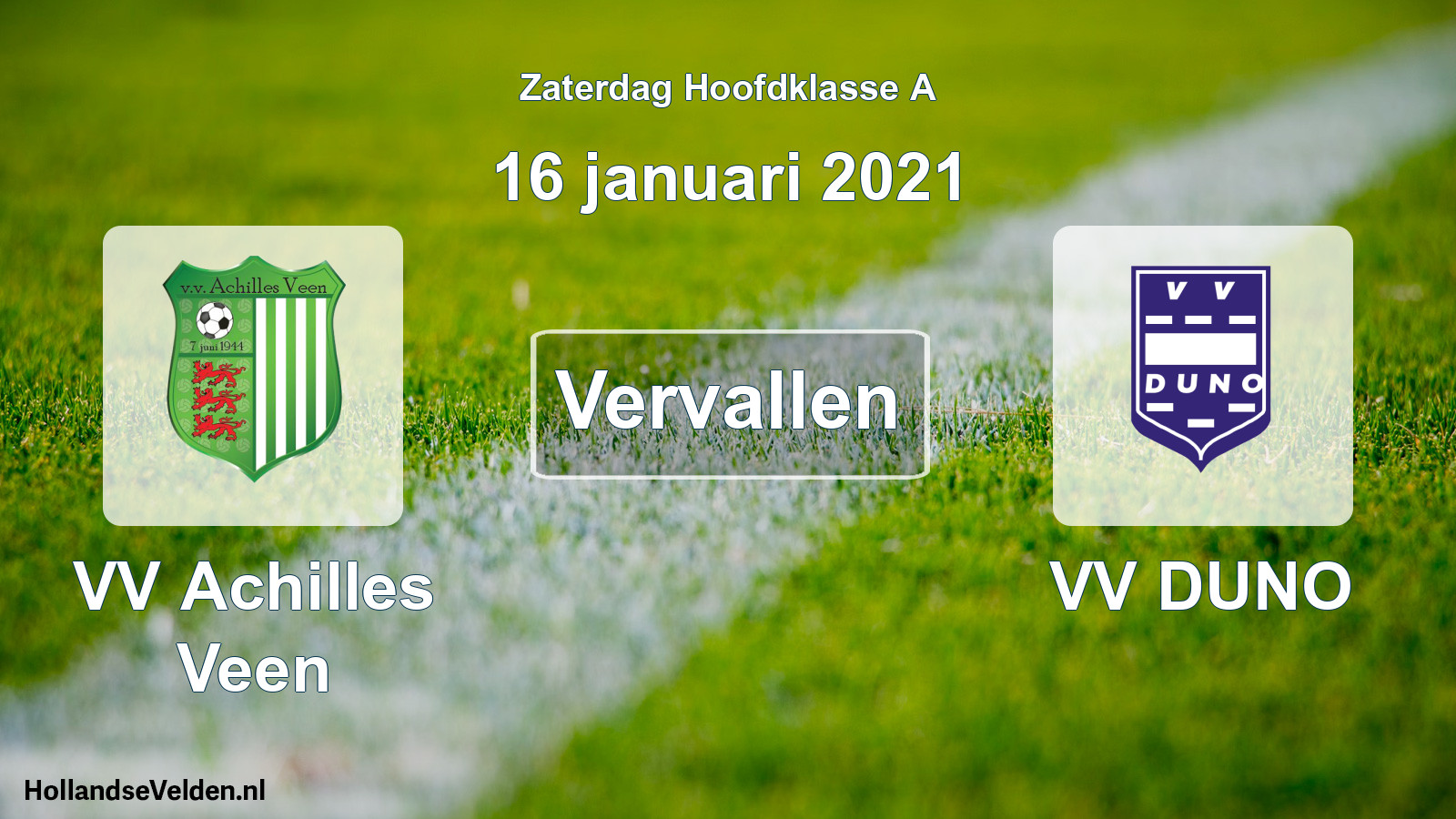 Scheduled Match: VV Achilles Veen - VV DUNO (16 January 2021)