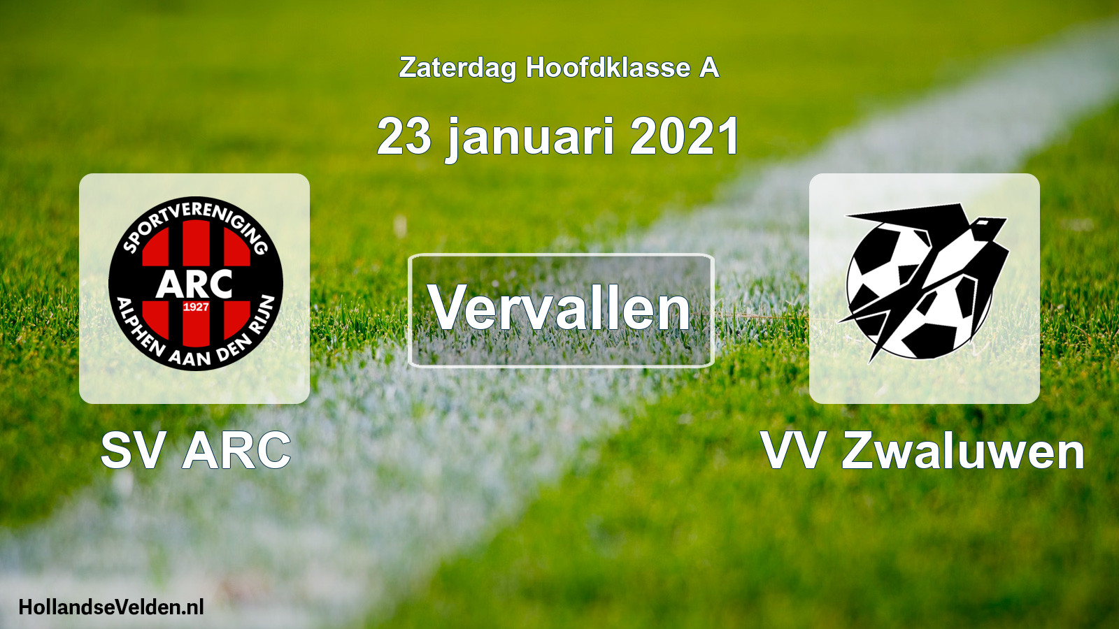 Scheduled Match: SV ARC - VV Zwaluwen (23 January 2021)