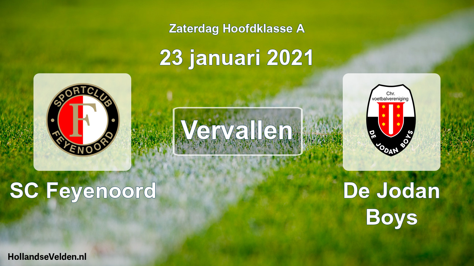 Scheduled Match: SC Feyenoord - De Jodan Boys (23 January 2021)