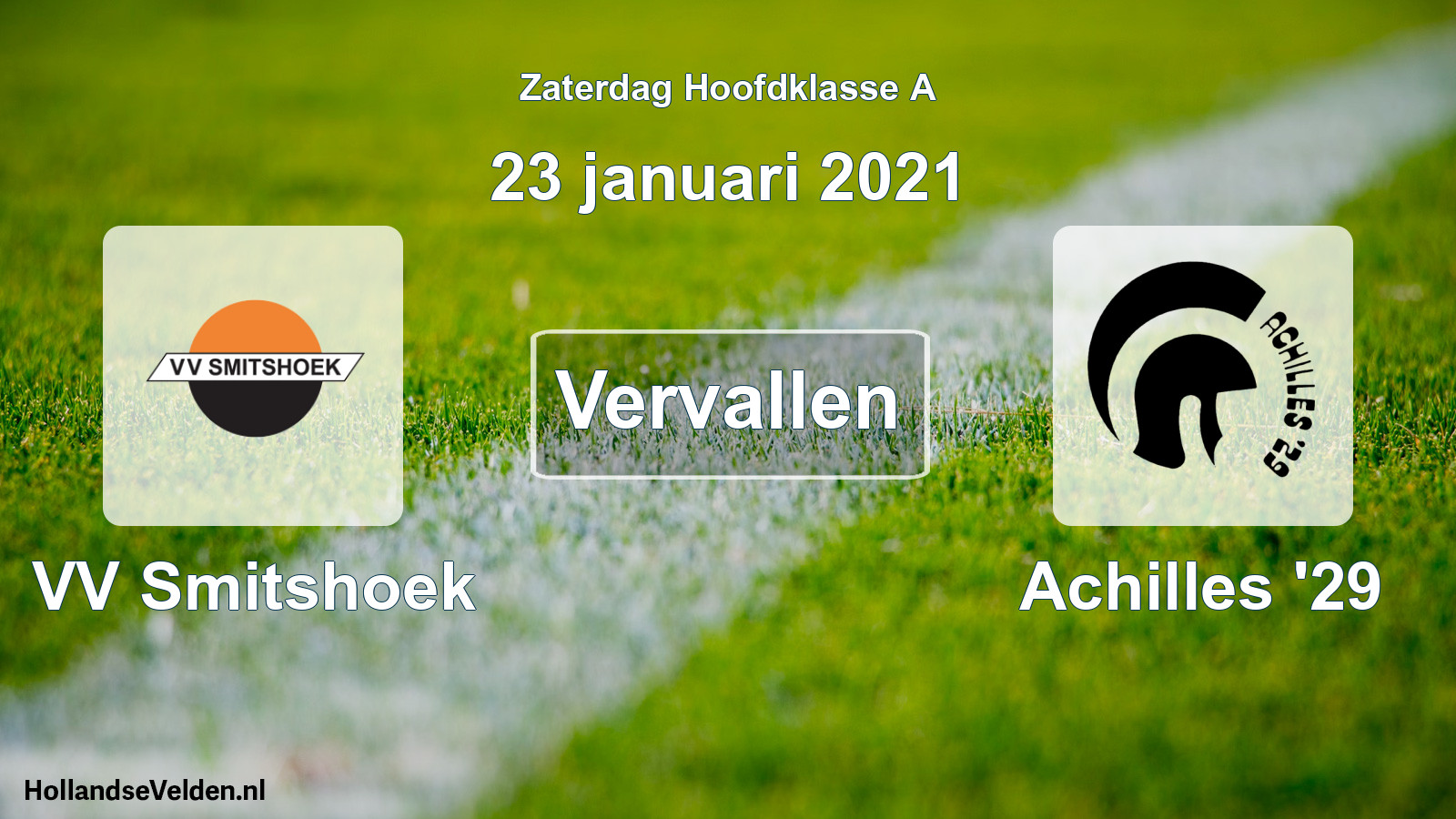 Scheduled Match: VV Smitshoek - Achilles '29 (23 January 2021)