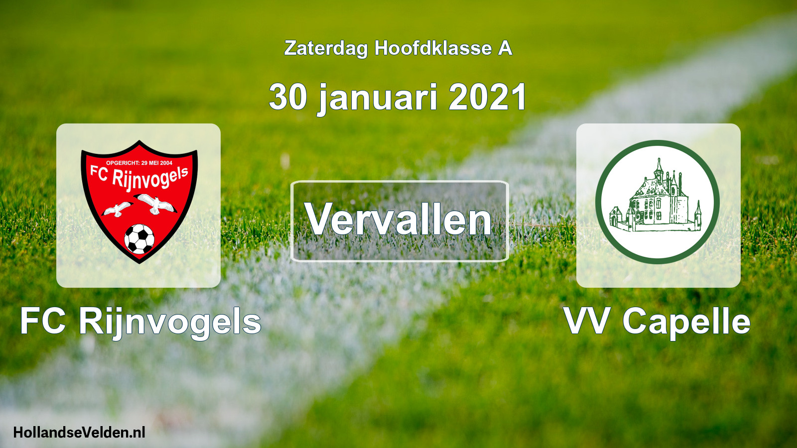 Scheduled Match: FC Rijnvogels - VV Capelle (30 January 2021)