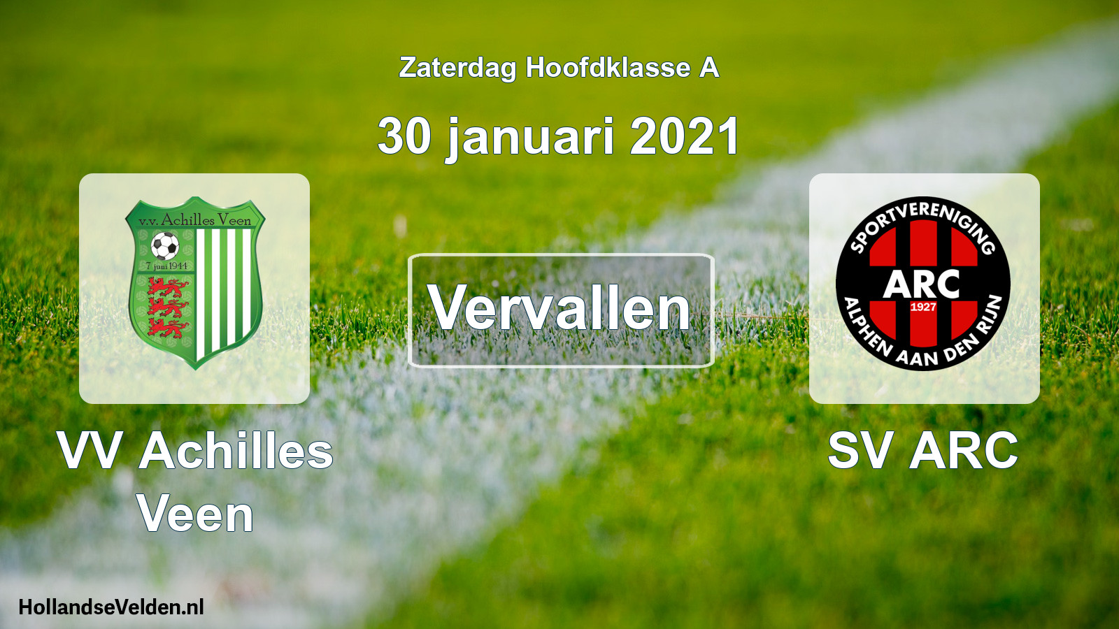 Scheduled Match: VV Achilles Veen - SV ARC (30 January 2021)