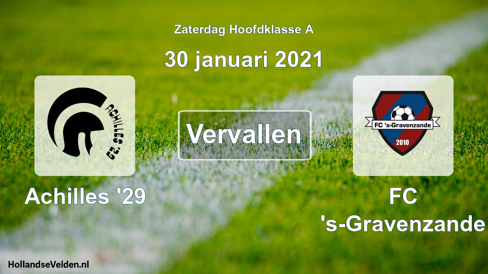 Scheduled Match: Achilles '29 - FC 's-Gravenzande (30 January 2021)