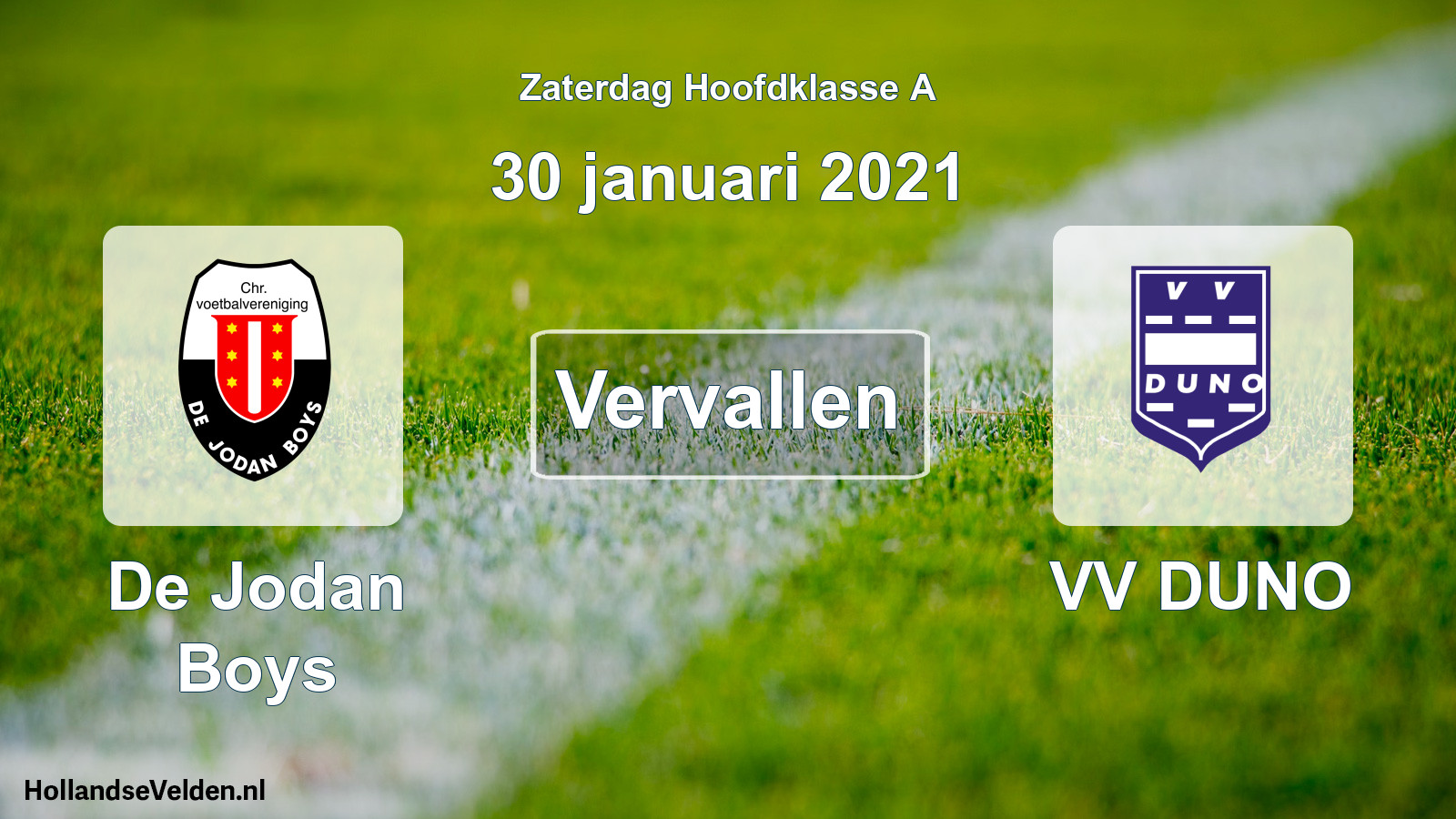 Scheduled Match: De Jodan Boys - VV DUNO (30 January 2021)