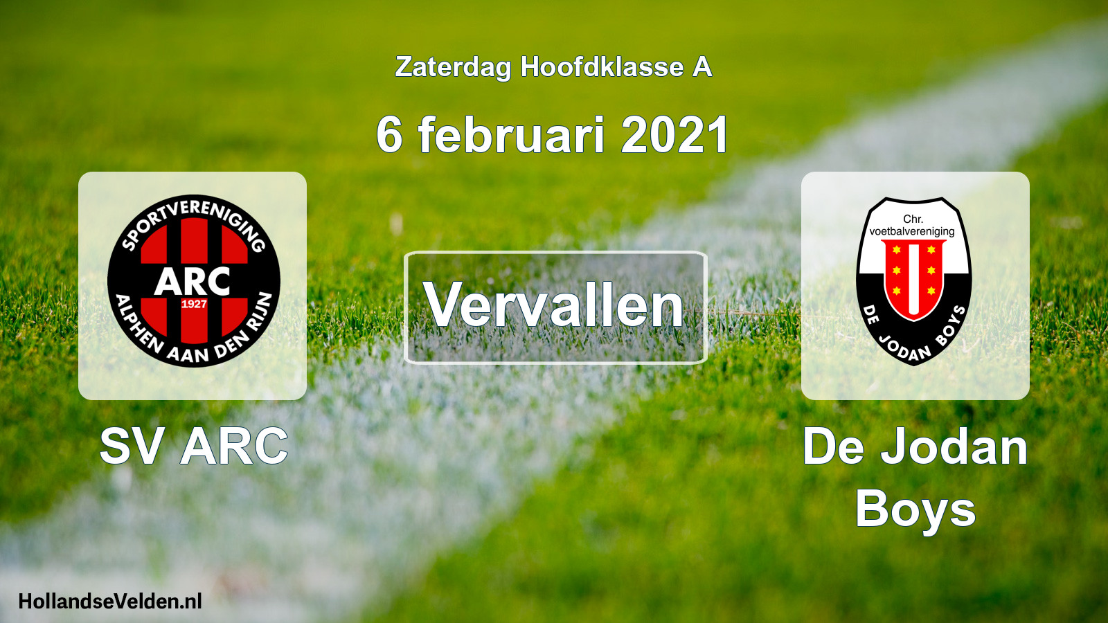 Scheduled Match: SV ARC - De Jodan Boys (6 February 2021)