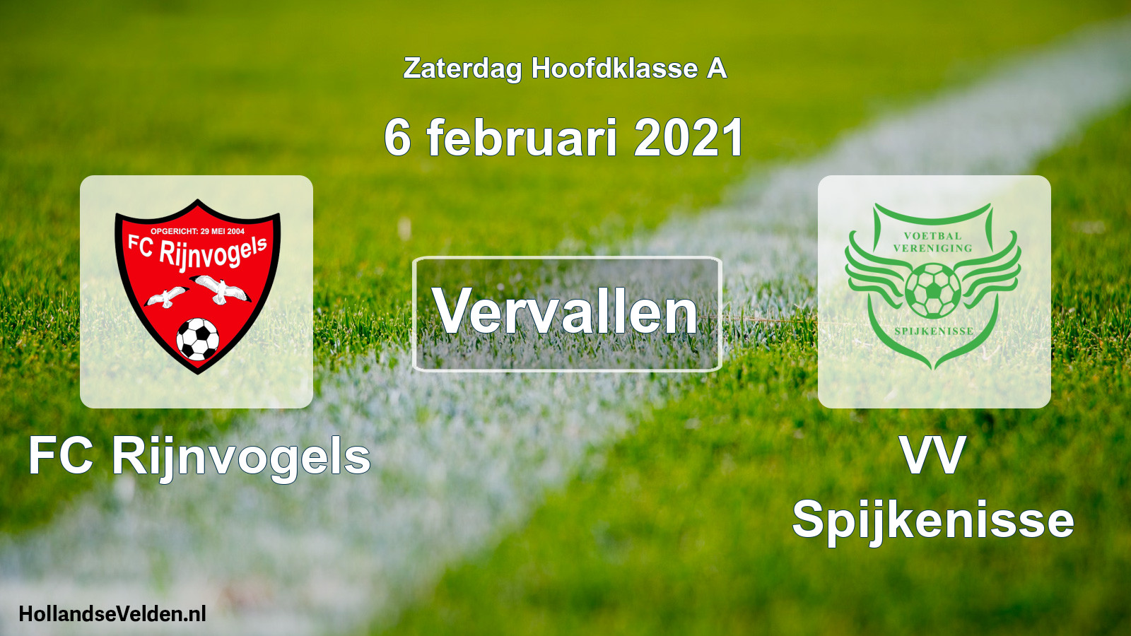 Scheduled Match: FC Rijnvogels - VV Spijkenisse (6 February 2021)