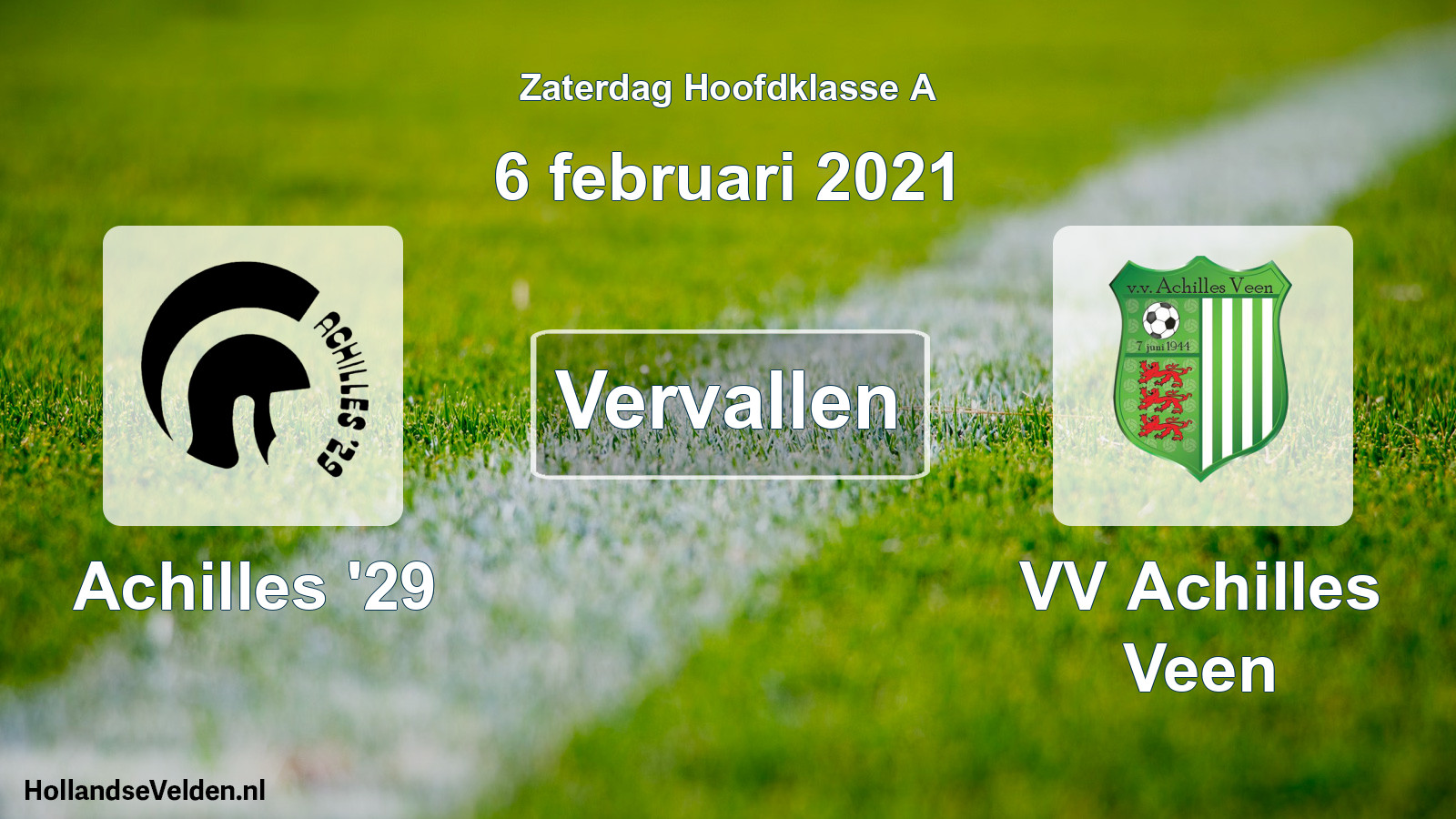 Scheduled Match: Achilles '29 - VV Achilles Veen (6 February 2021)