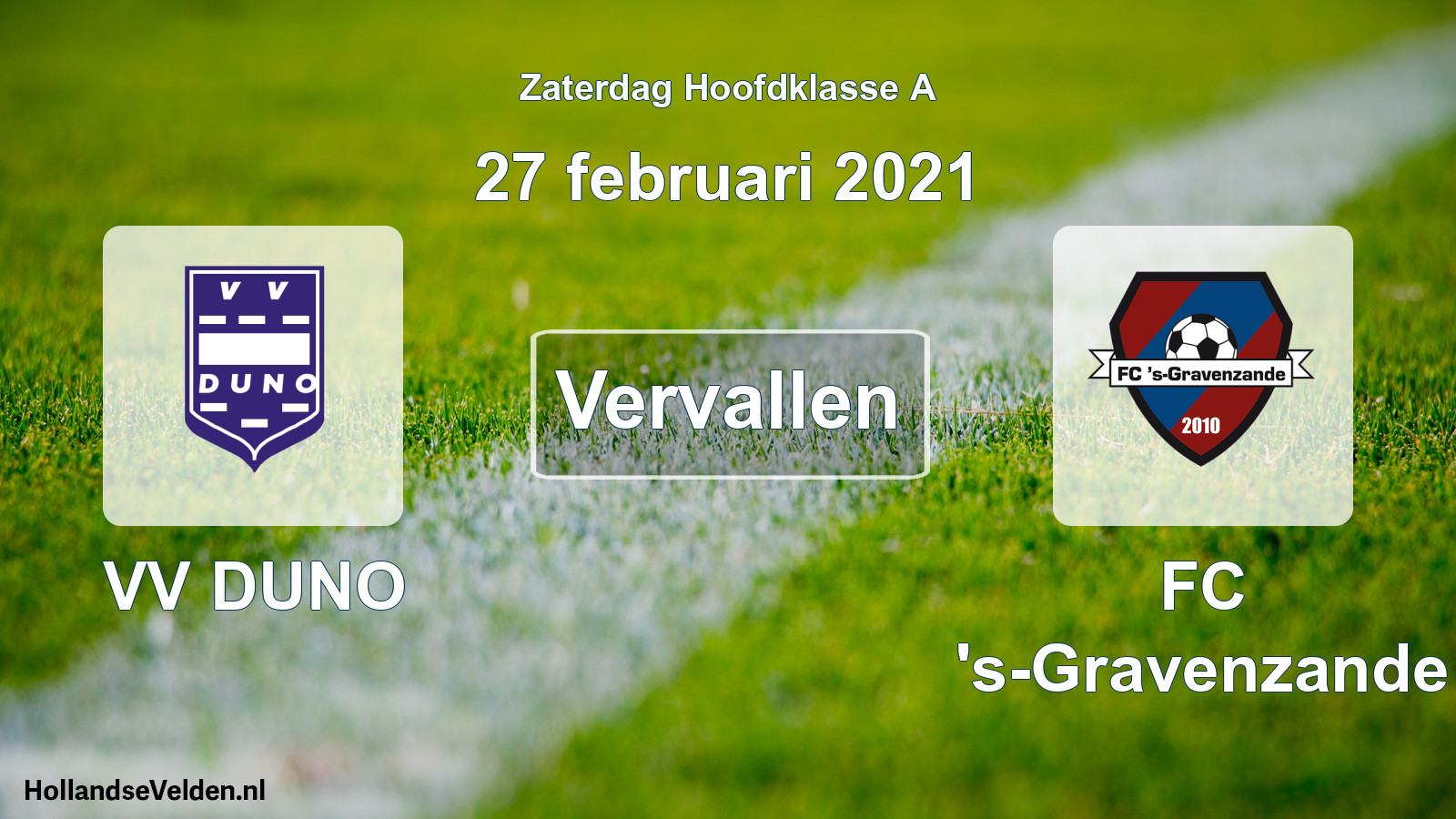 Scheduled Match: VV DUNO - FC 's-Gravenzande (27 February 2021)