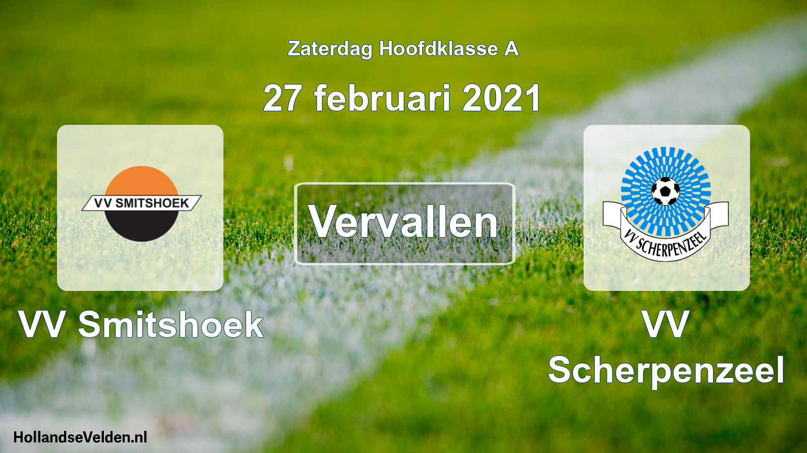 Scheduled Match: VV Smitshoek - VV Scherpenzeel (27 February 2021)