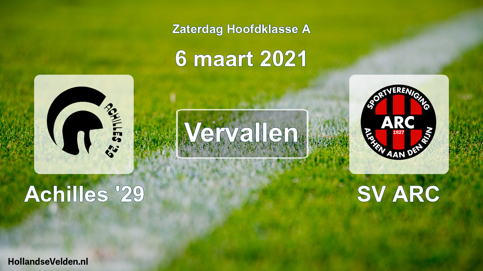 Scheduled Match: Achilles '29 - SV ARC (6 March 2021)