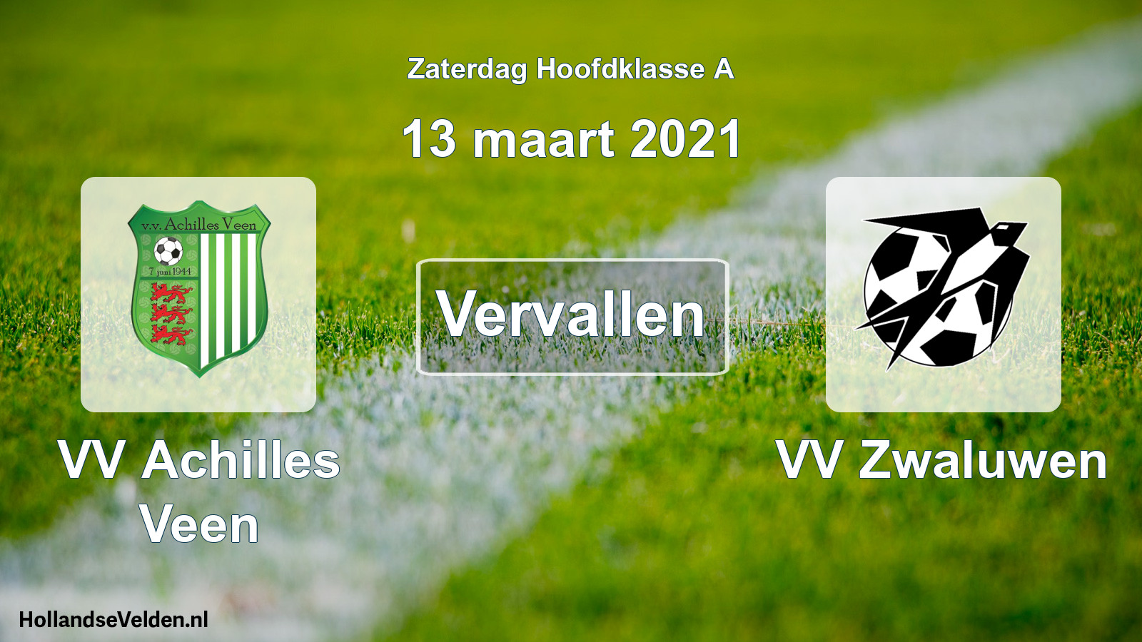 Scheduled Match: VV Achilles Veen - VV Zwaluwen (13 March 2021)
