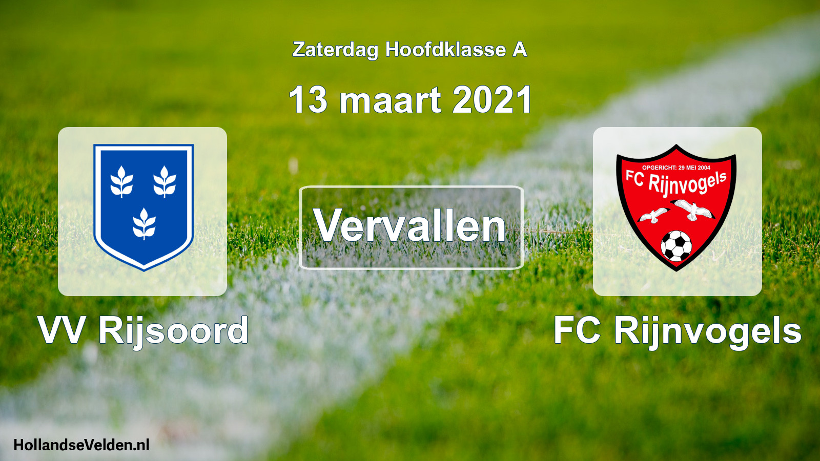 Scheduled Match: VV Rijsoord - FC Rijnvogels (13 March 2021)