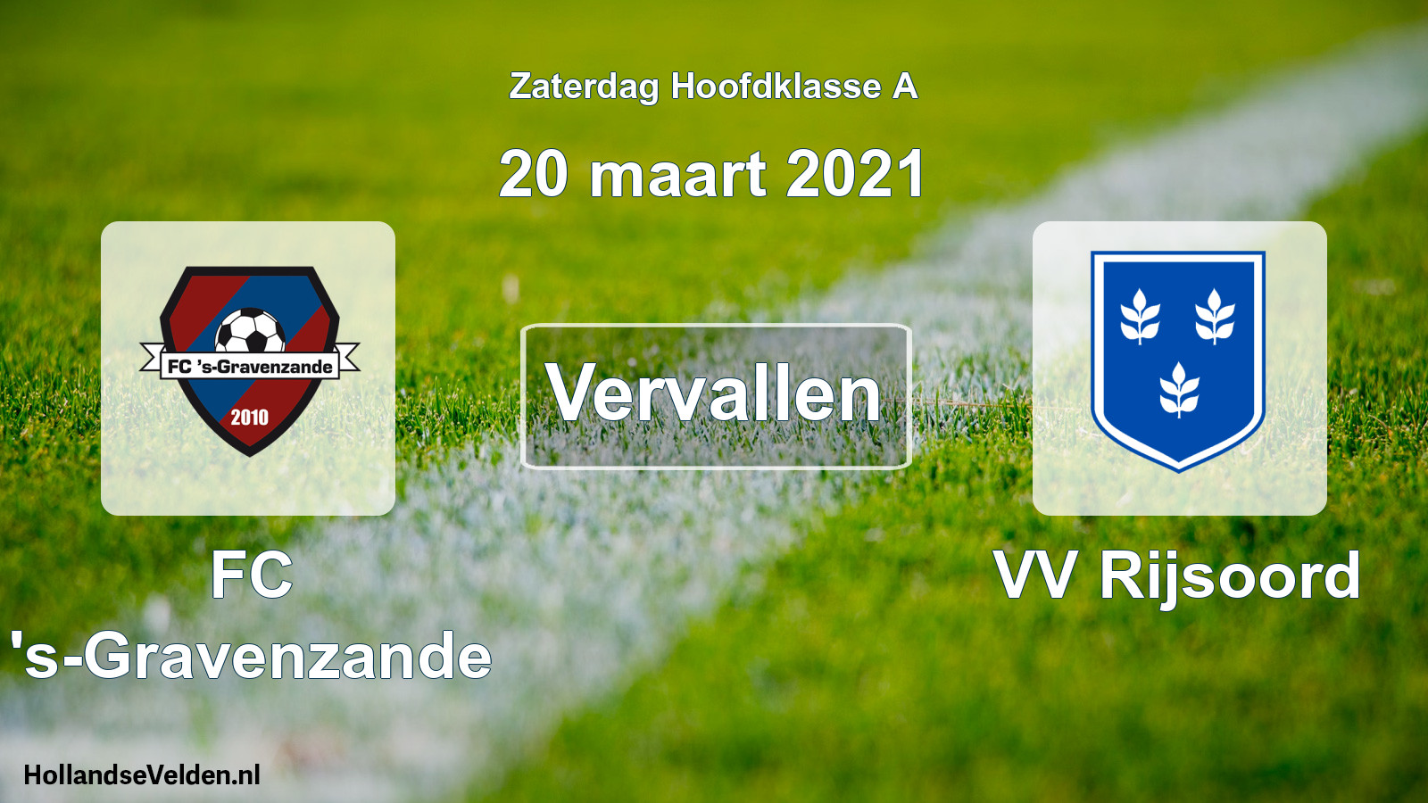 Scheduled Match: FC 's-Gravenzande - VV Rijsoord (20 March 2021)