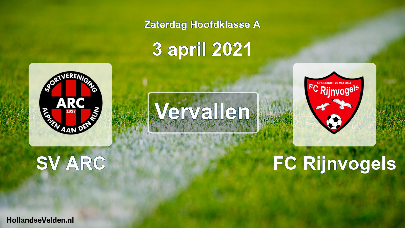 Scheduled Match: SV ARC - FC Rijnvogels (3 April 2021)