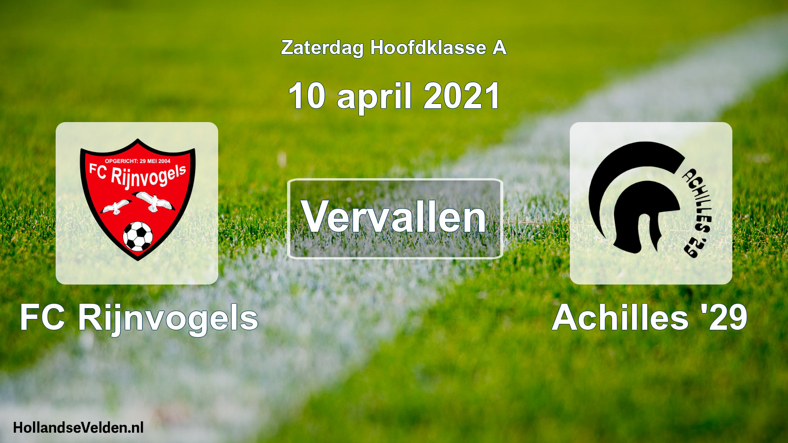 Scheduled Match: FC Rijnvogels - Achilles '29 (10 April 2021)