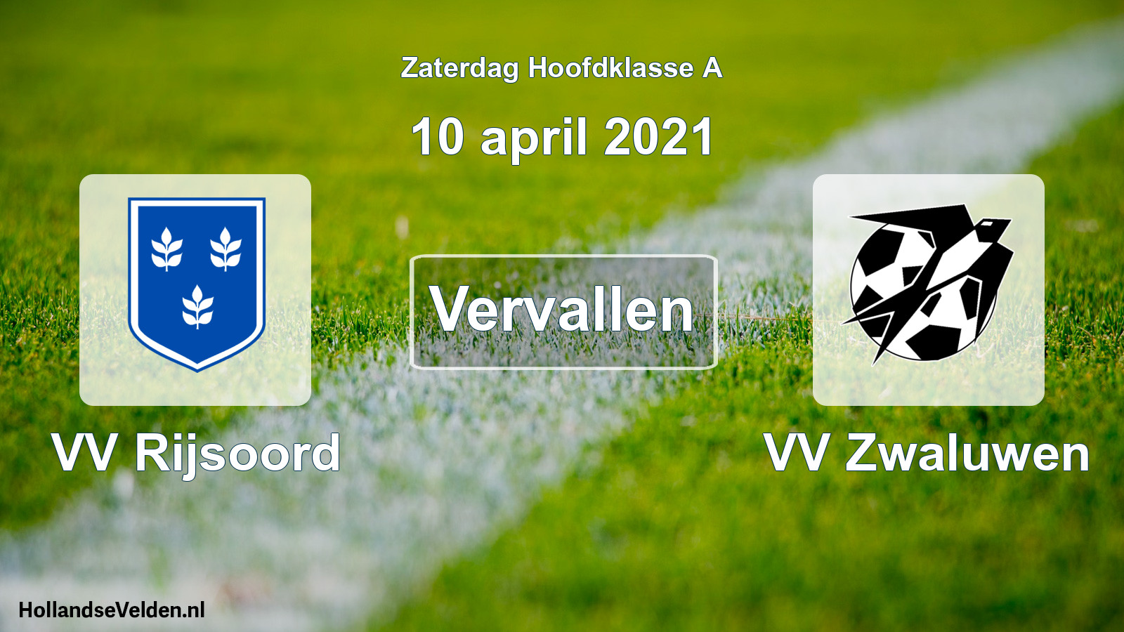 Scheduled Match: VV Rijsoord - VV Zwaluwen (10 April 2021)