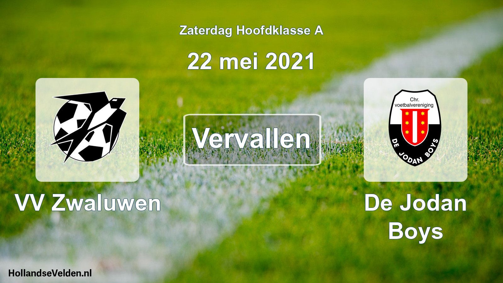 Scheduled Match: VV Zwaluwen - De Jodan Boys (22 May 2021)